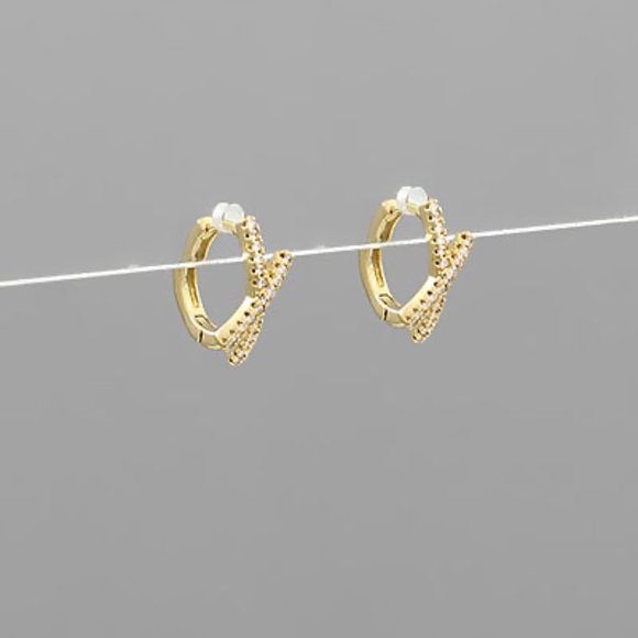 CZ X Shape Huggie Hoops - Picture 1 of 1